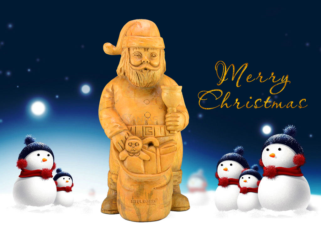 3D 2018 年圣誕節(jié)圣誕老人雕刻項目（由木工數(shù)控雕刻機制作）