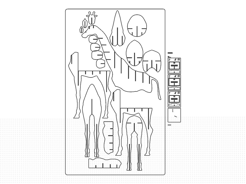 長頸鹿書柜的嵌套數控雕刻機 PLT 文件